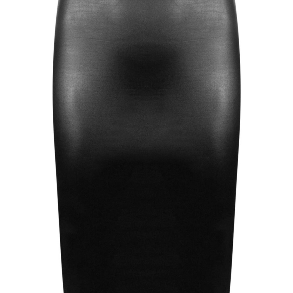 Black faux leather midi skirt from BooHoo